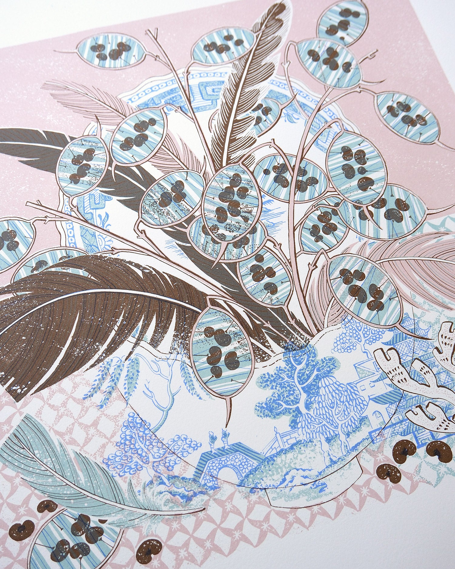 Honesty and Feathers - Angie Lewin - St. Jude's Prints