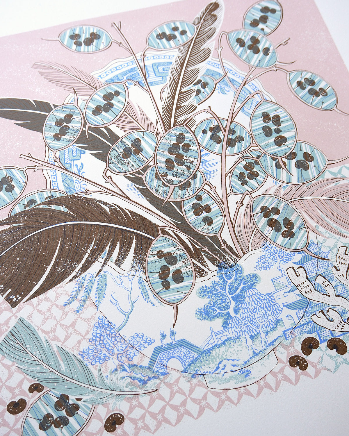 Honesty and Feathers - Angie Lewin - St. Jude's Prints