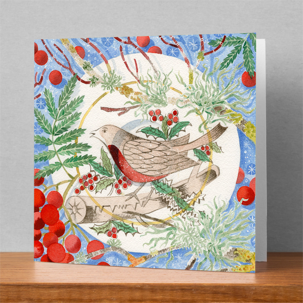 'Winter Bird and Berries' Christmas Card - pack of 6 cards