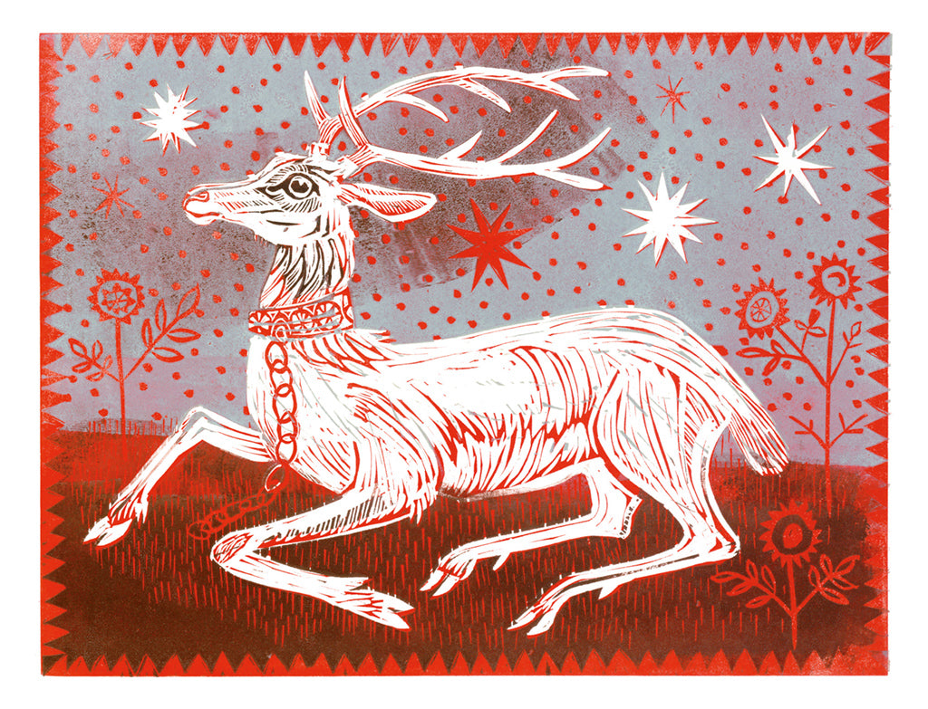 'White Hart' Christmas Card - pack of 6 cards