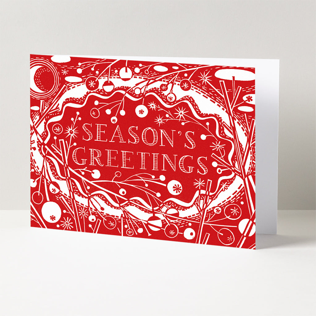 'Season's Greetings' Christmas Card - pack of 6 cards