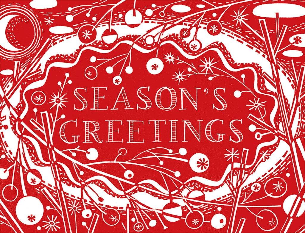 'Season's Greetings' Christmas Card - pack of 6 cards