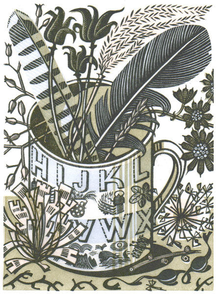 Alphabet and Feathers - Angie Lewin - St. Jude's Prints