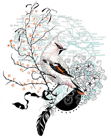 Cromer Waxwing - Julia McKenzie - St. Jude's Prints