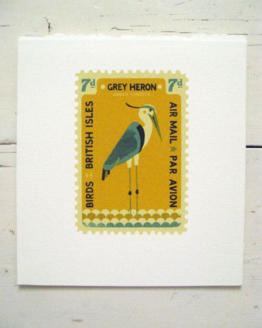 Small Heron Stamp - Tom Frost - St. Jude's Prints