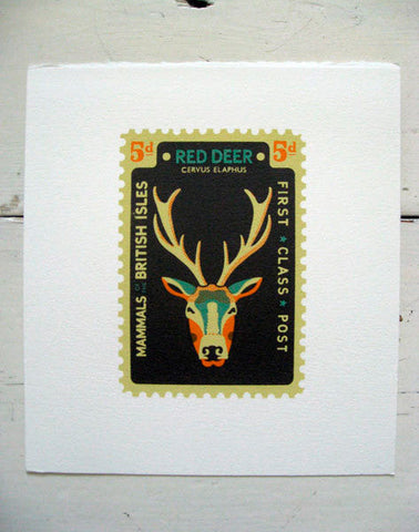 Small Red Deer Stamp - Tom Frost - St. Jude's Prints